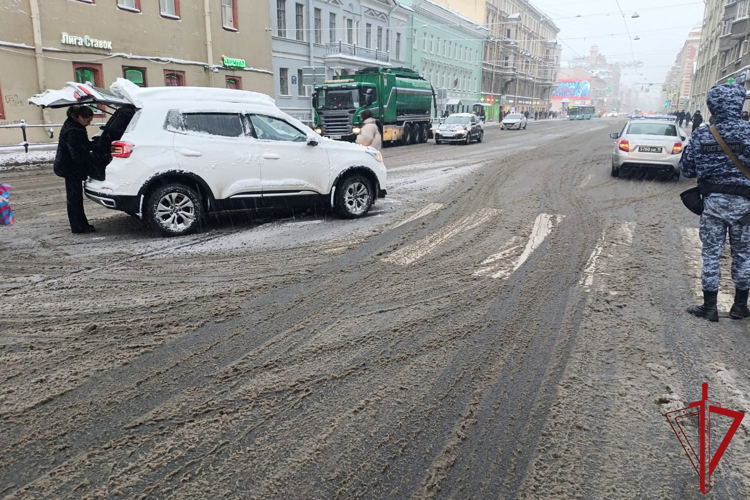 В Василеостровском районе наряд Росгвардии первым прибыл на место ДТП, в результате которого пострадал пешеход