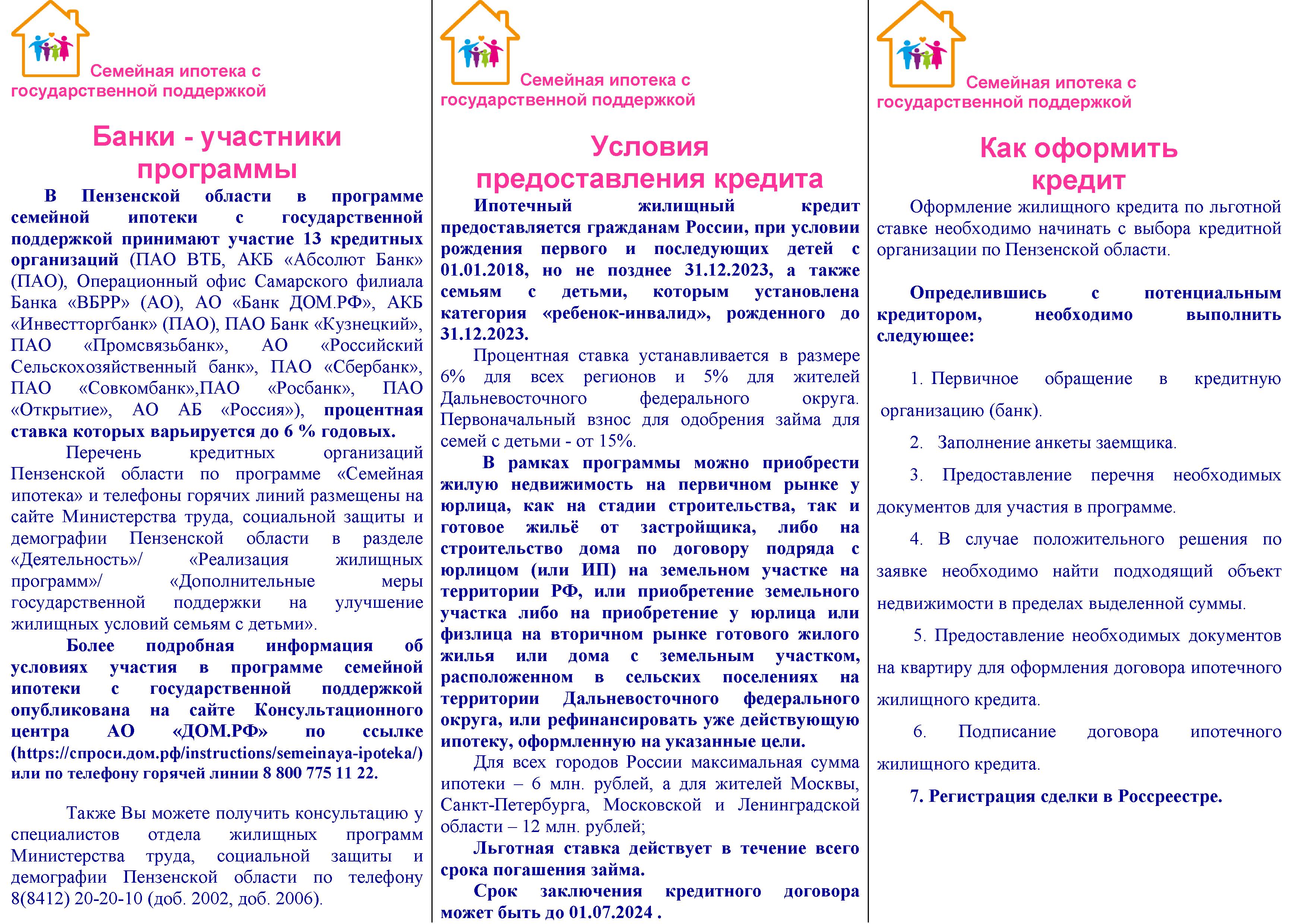 Какие новые условия семейной ипотеки