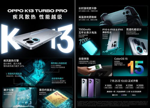 Анонсы: Oppo K13 Turbo и K13 Turbo Pro с активным охлаждением представлены официально