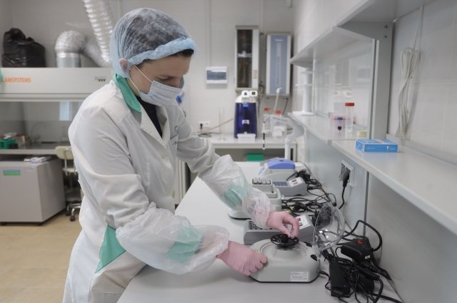 В лаборатории эксперты изучают следы, оставленные на месте преступления и выделяют геномы