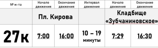 график движения автобуса 27к в самаре